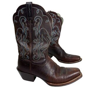 Ariat Women’s Heritage Western Cowboy Boots Brown Leather Embroidered SIZE:9B